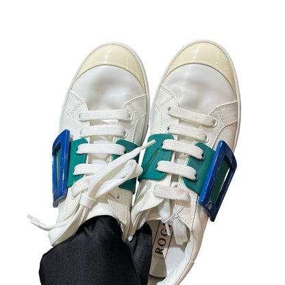 Used ROGER VIVIER Used Roger Vivier Viv Skate Sneakers Shoes Shoes White Blue Green