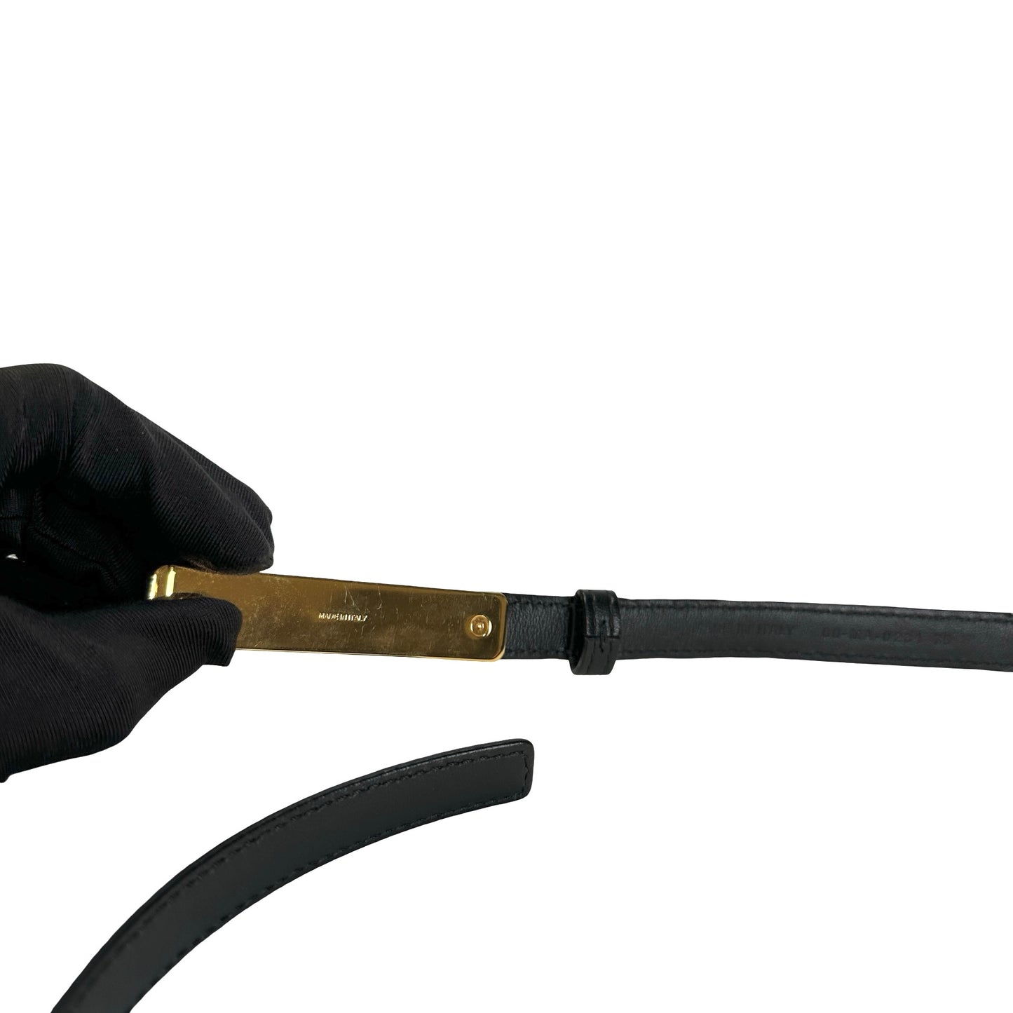 Used CHRISTIAN DIOR Leather Belt Black Gold