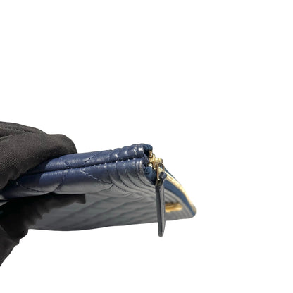 Used CHANEL Quilted Leather Boy Chanel Pouch Pouch Navy