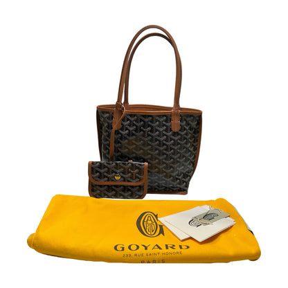 Used GOYARD Goyardine Hobo Tote Bag Black Brown