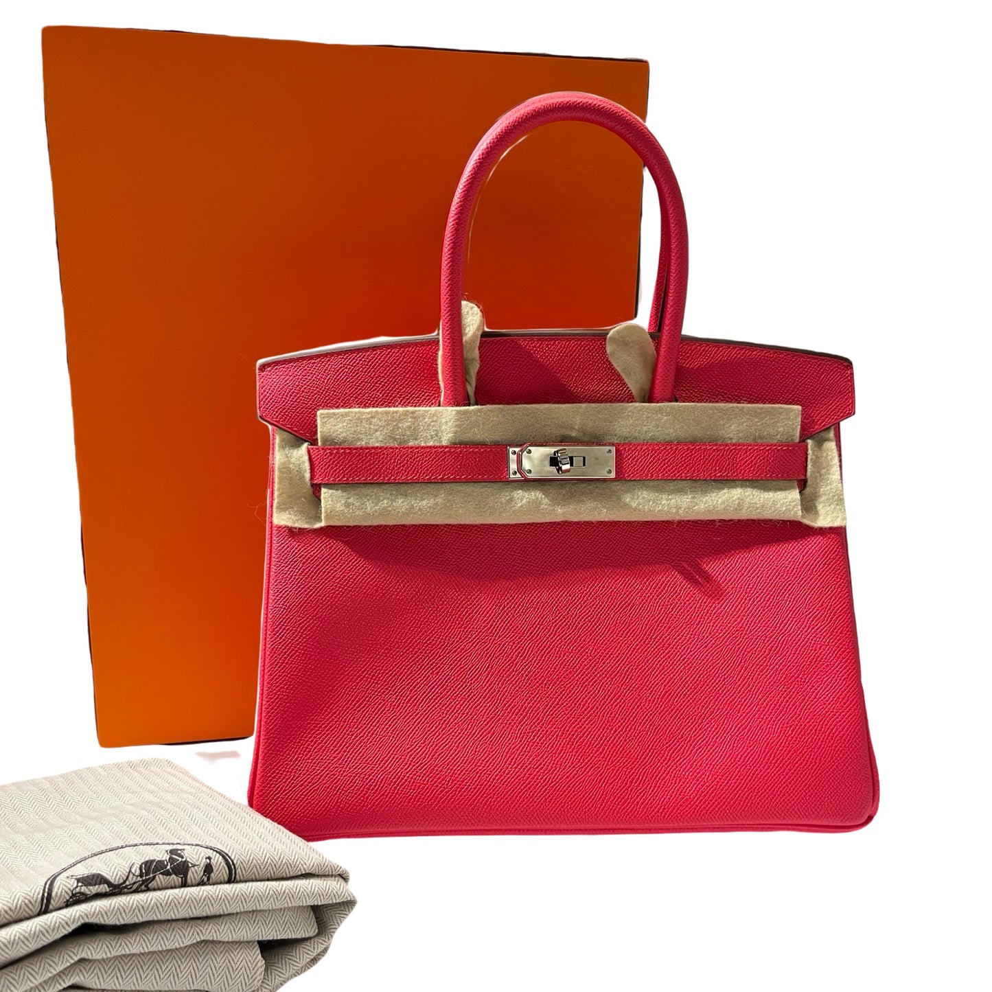 Used HERMÈS Epsom leather Birkin 30 Handbag Pink PHW