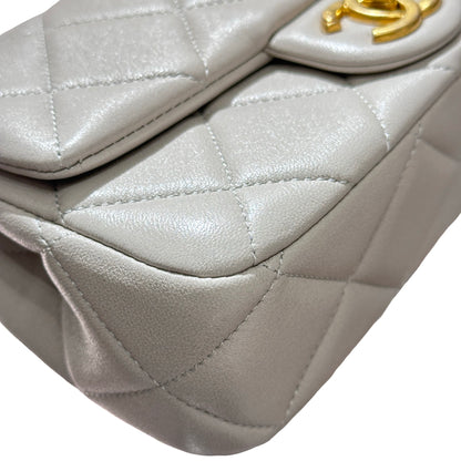 Used CHANEL Peal Crush Mini Flat 20cm Flat bag Grey GHW