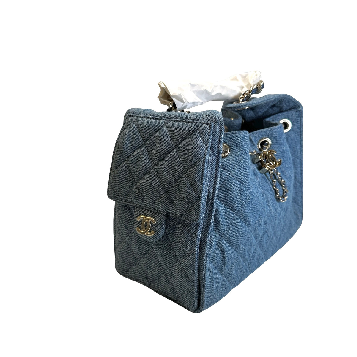 Brand New CHANEL Denim Denim Bag Handbag Blue