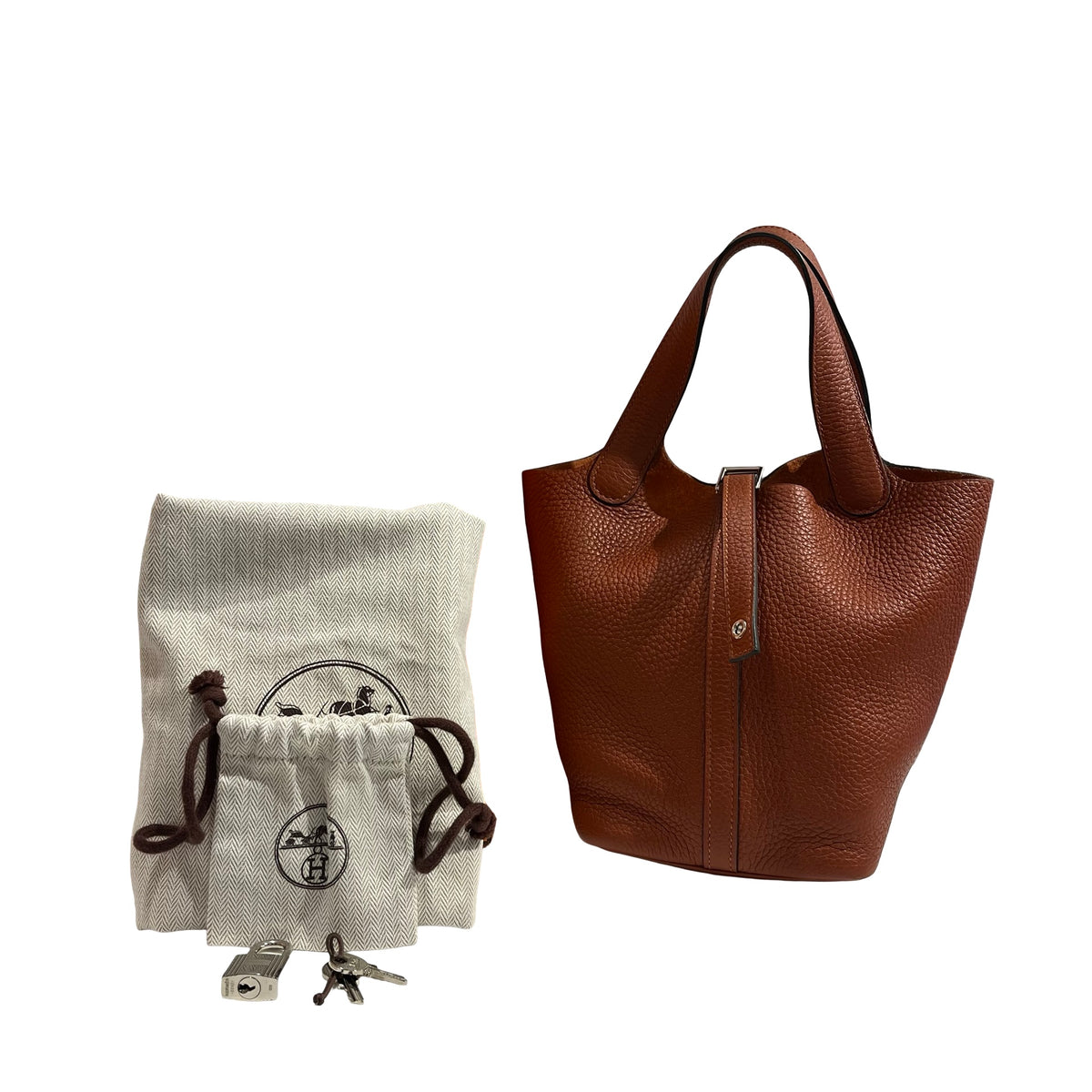 Used HERMES Picotin 18 Bucket Bag Brown PHW