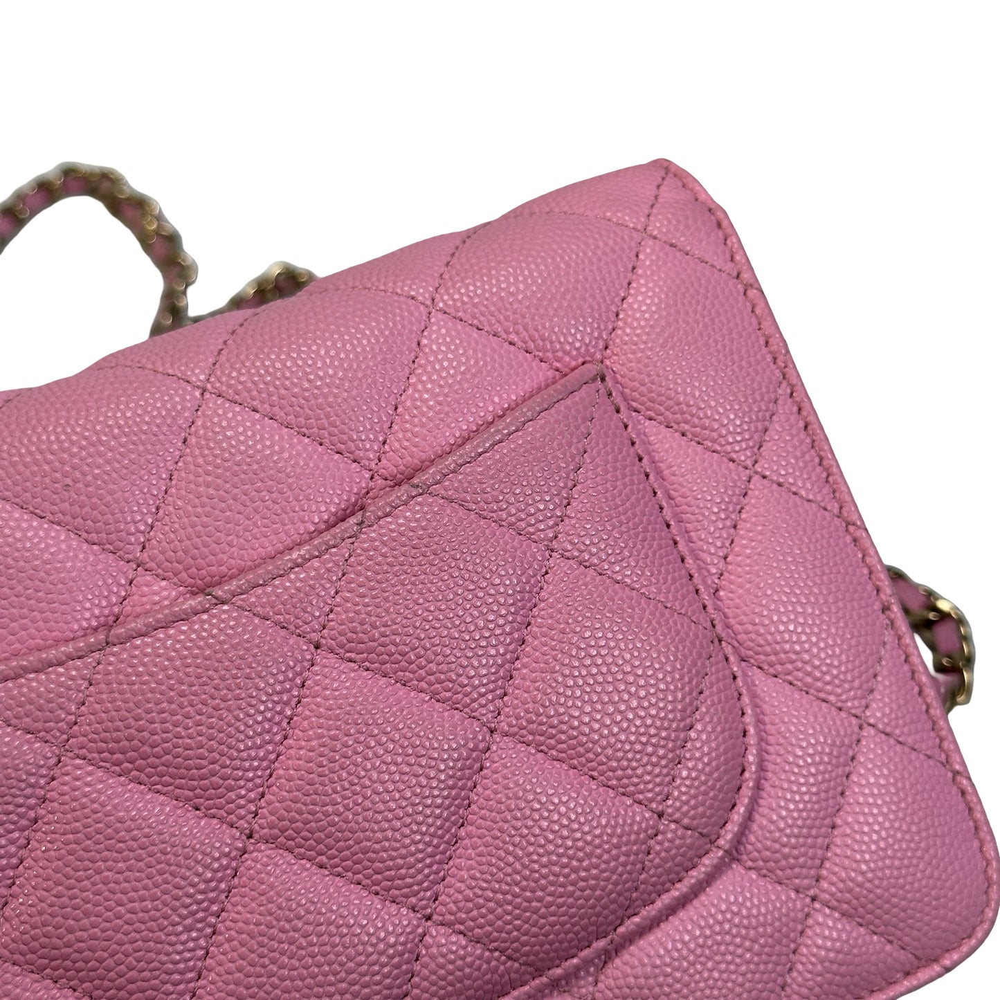 Used CHANEL Caviar Gold tone Wallet on chain Wallet on chain Pink