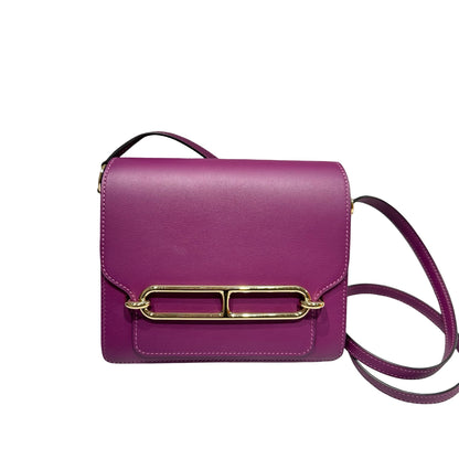 Used HERMÈS MINI ROULIS Cross Body Bag Purple GHW