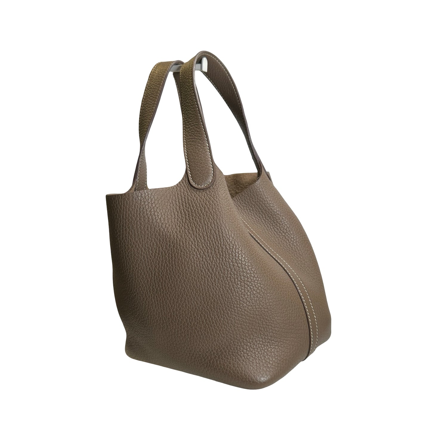 Used HERMES Clemence Picotin Lock Handbag Etain