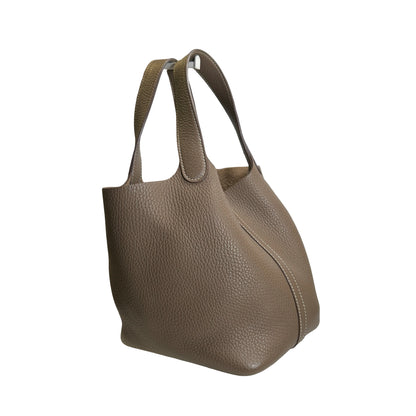Used HERMES Clemence Picotin Lock Handbag Etain