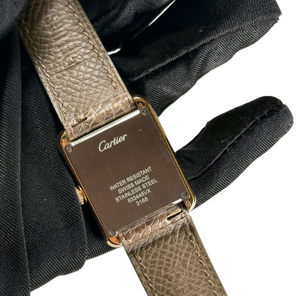 Used CARTIER Leather Tank Solo Watch Gold Beige