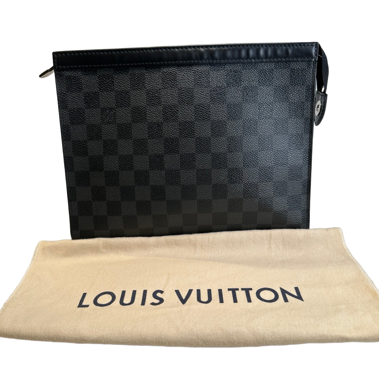 Used LOUIS VUITTON Damier Graphite Canvas Leather Trio Messenger Cross body bag Black Grey