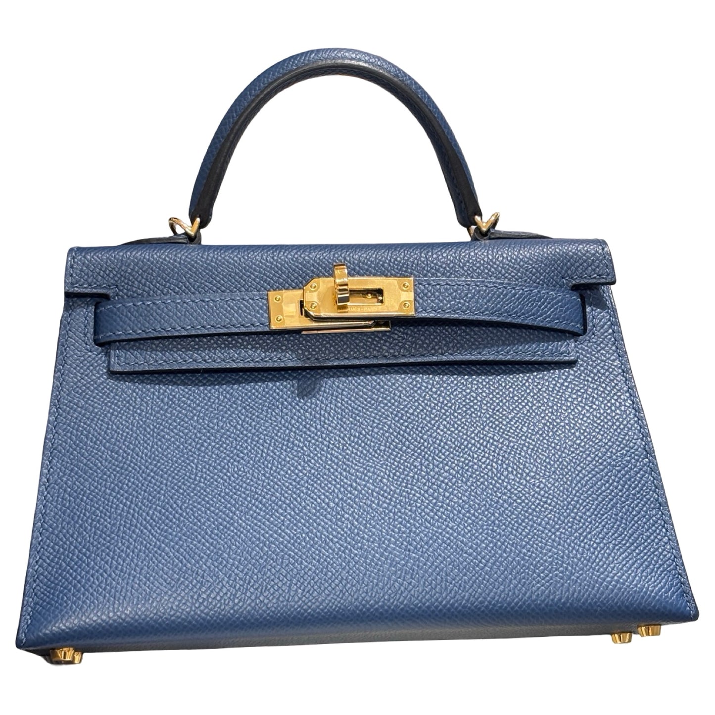 Used HERMÈS Mini Kelly II Two Way Shoulder Bag Blue GHW