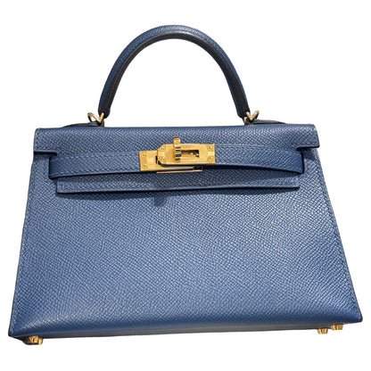 Used HERMÈS Mini Kelly II Two Way Shoulder Bag Blue GHW