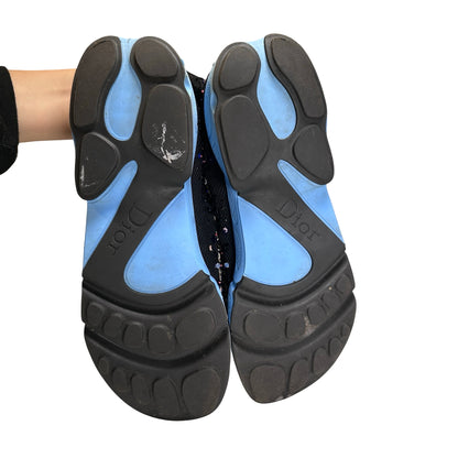Used DIOR Mesh Embellished Fusion Sneakers Black Blue