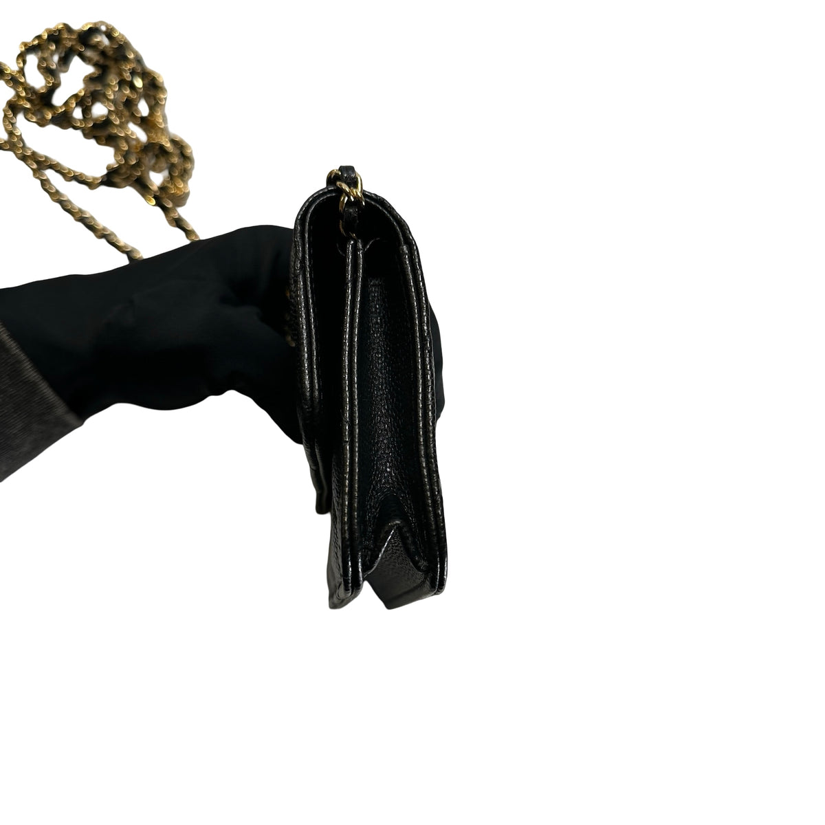 Used CHANEL Caviar Quilted Mini Flap Bag Chain Shoulder Bag Black Gold hardware