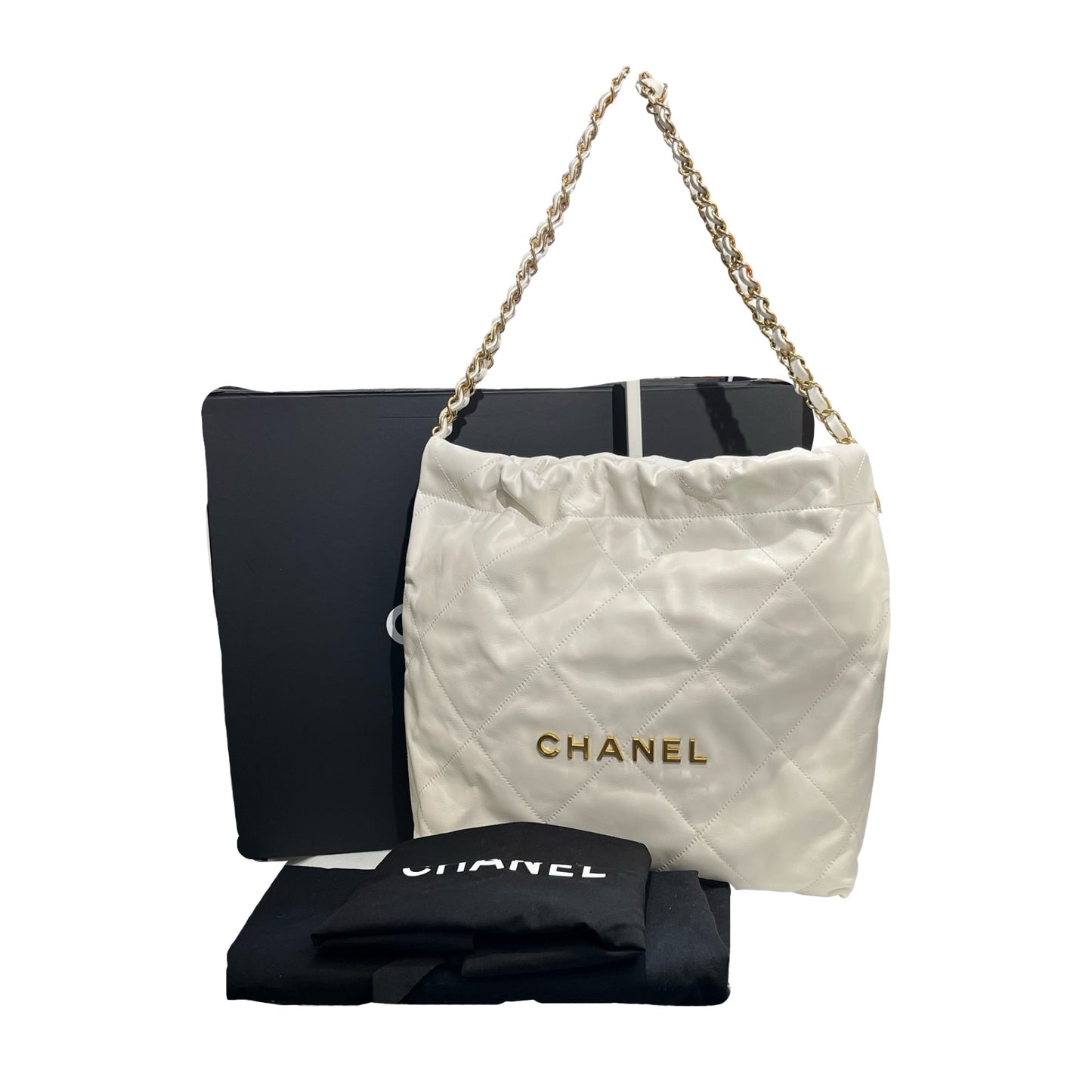 Used CHANEL 22 Shoulder Bag White GHW