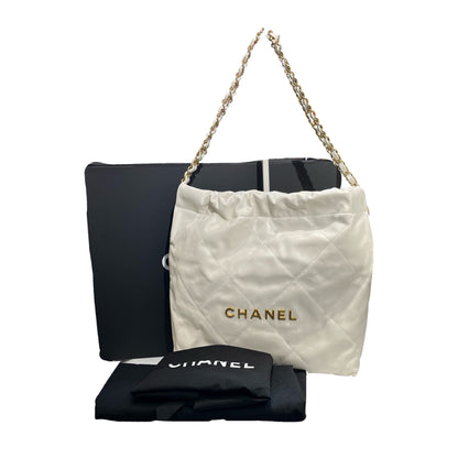 Used CHANEL 22 Shoulder Bag White GHW