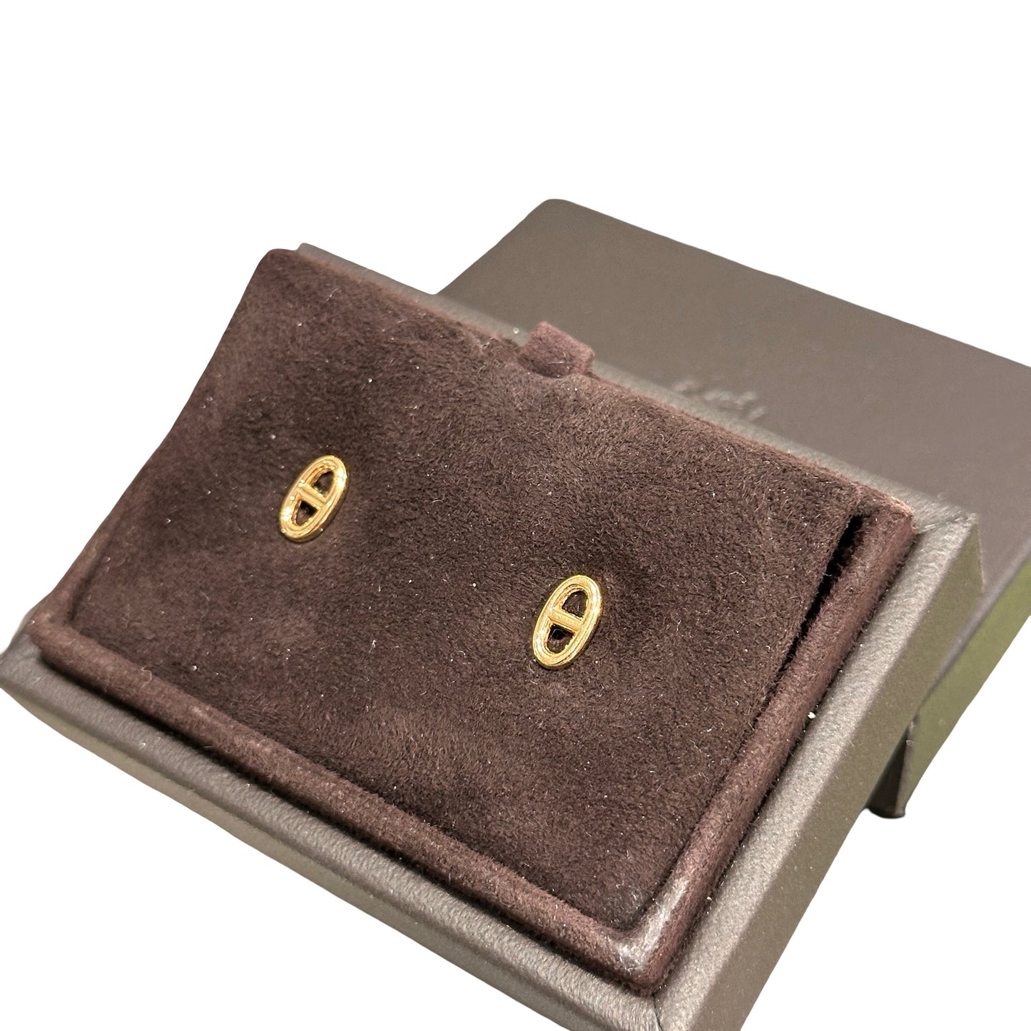HERMES Solid Gold Chaine d'Ancre TPM Earrings GHW