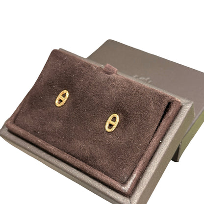 HERMES Solid Gold Chaine d'Ancre TPM Earrings GHW