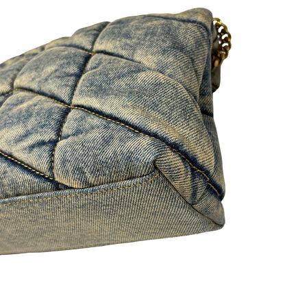 Used Saint Laurent Denim Denim Louloe Puffer Shoulder Bag Blue GHW