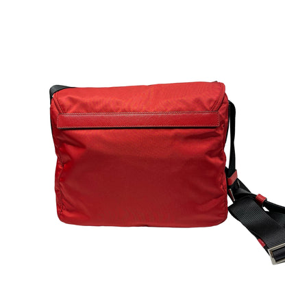 Used Prada Nylon Cross Body Bag Red PHW
