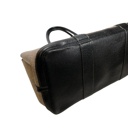 Used HERMES CANVAS GP 36 Handbag Black Grey PHW