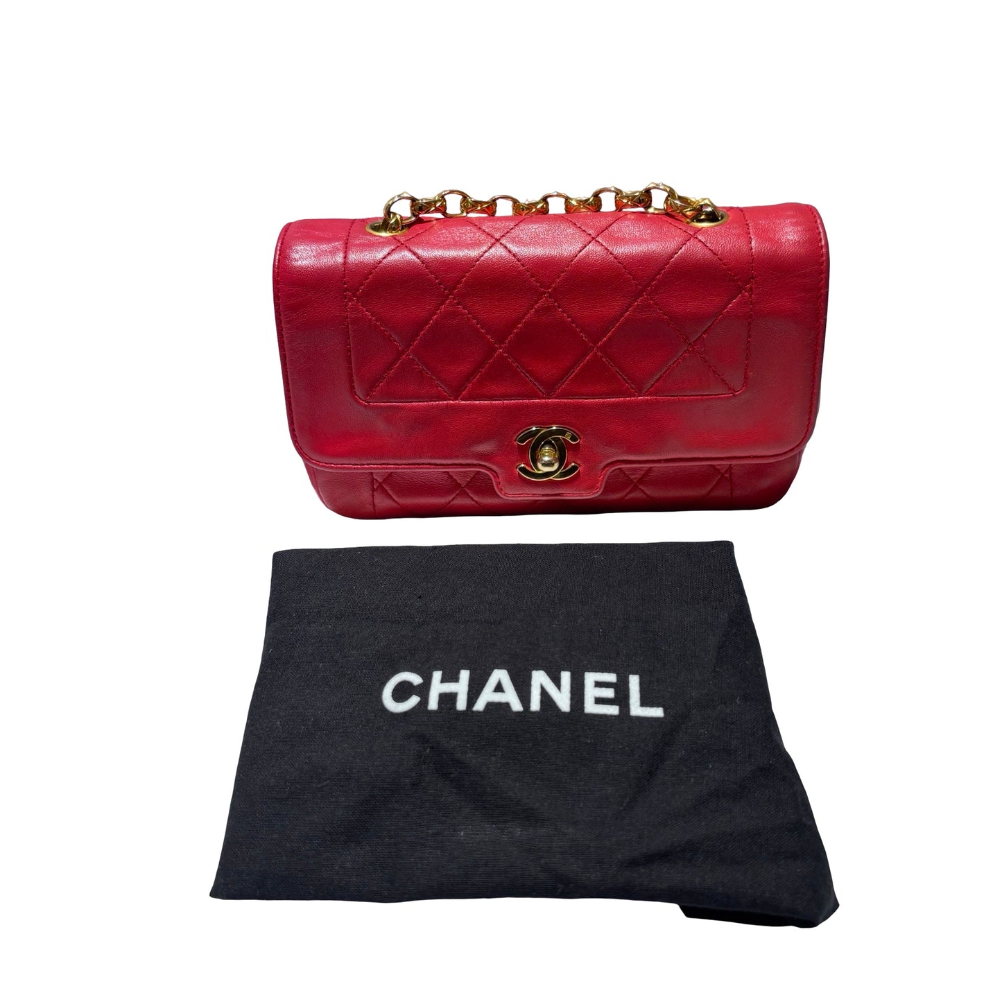 Used CHANEL Lambskin Leather Vintage Mini Bijoux Chain Flap Chain Shoulder Bag Pink GHW