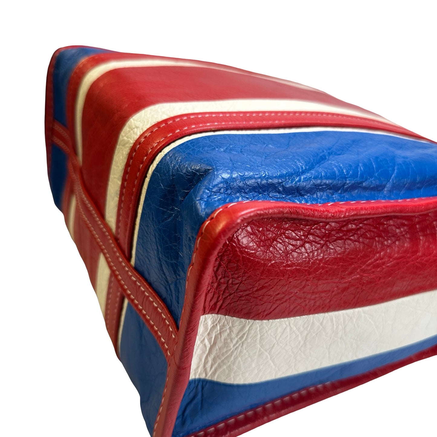 Used BALENCIAGA Leather Bazar Shopper Tote Bag Red White Blue