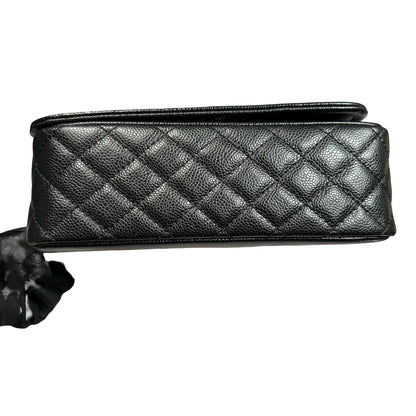Used CHANEL Calfskin Leather Shoulder Black PHW Shoulder Bag Black