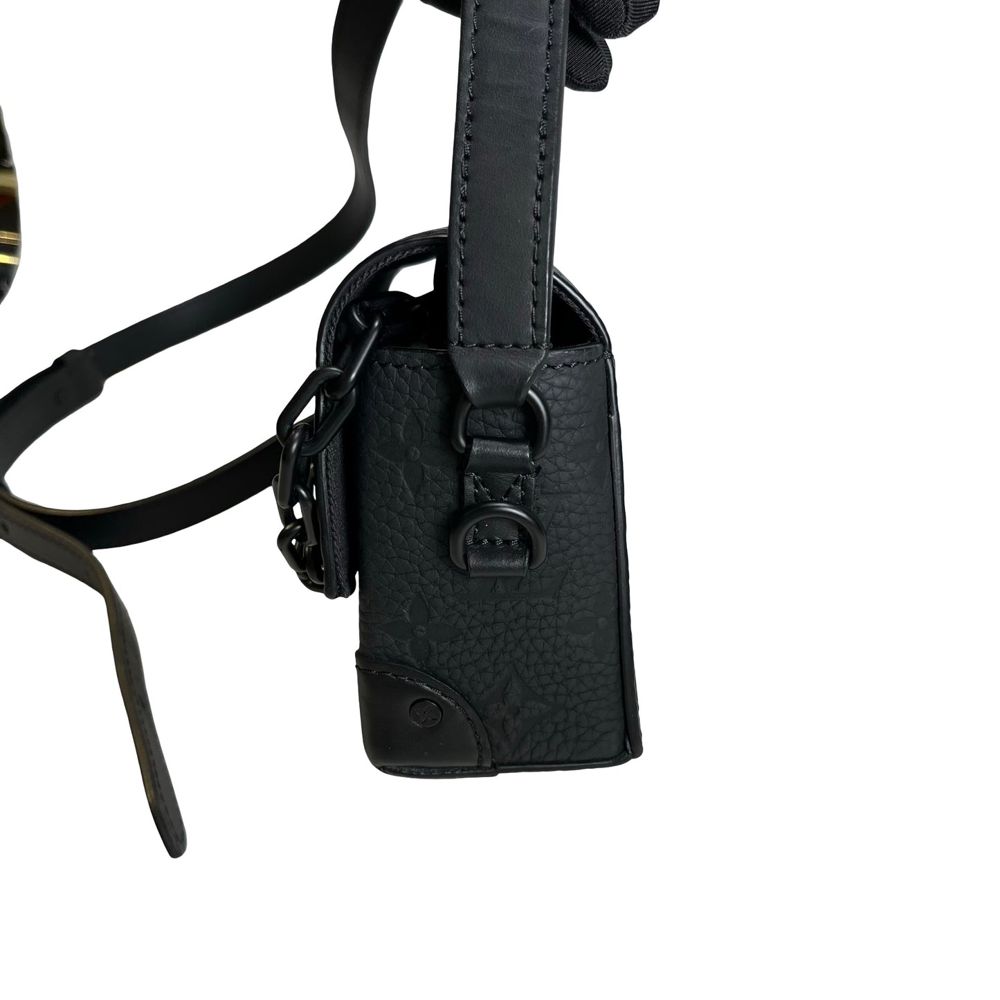 Used LOUIS VUITTON Monogram Taurillon Mini Soft Trunk Crossbody Bag Black