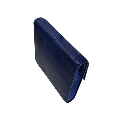 Used HERMES Chevre Clic 16 Crossbody Bag Blue，PHW