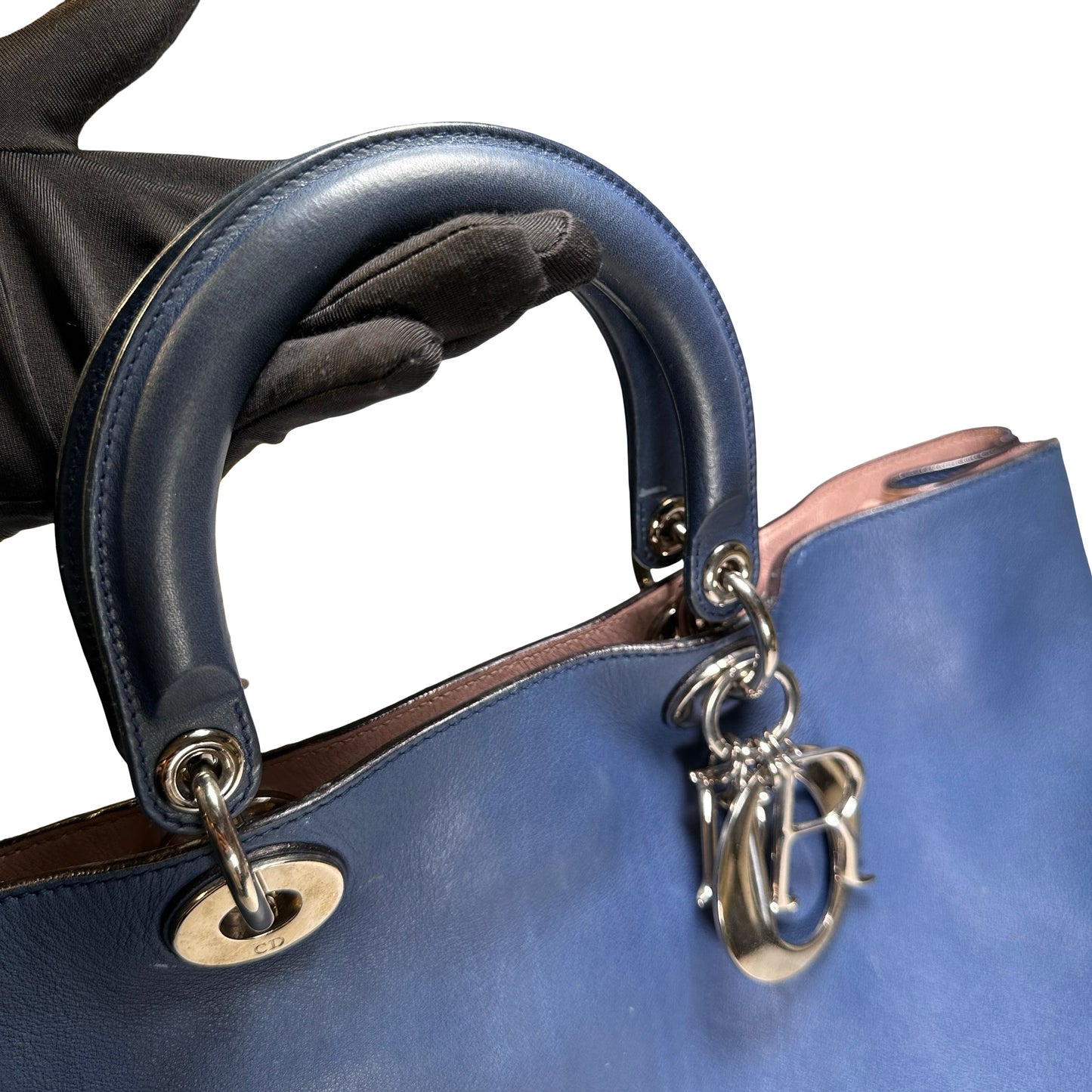 Used DIOR Leather Diorissimo Tote Bag Blue