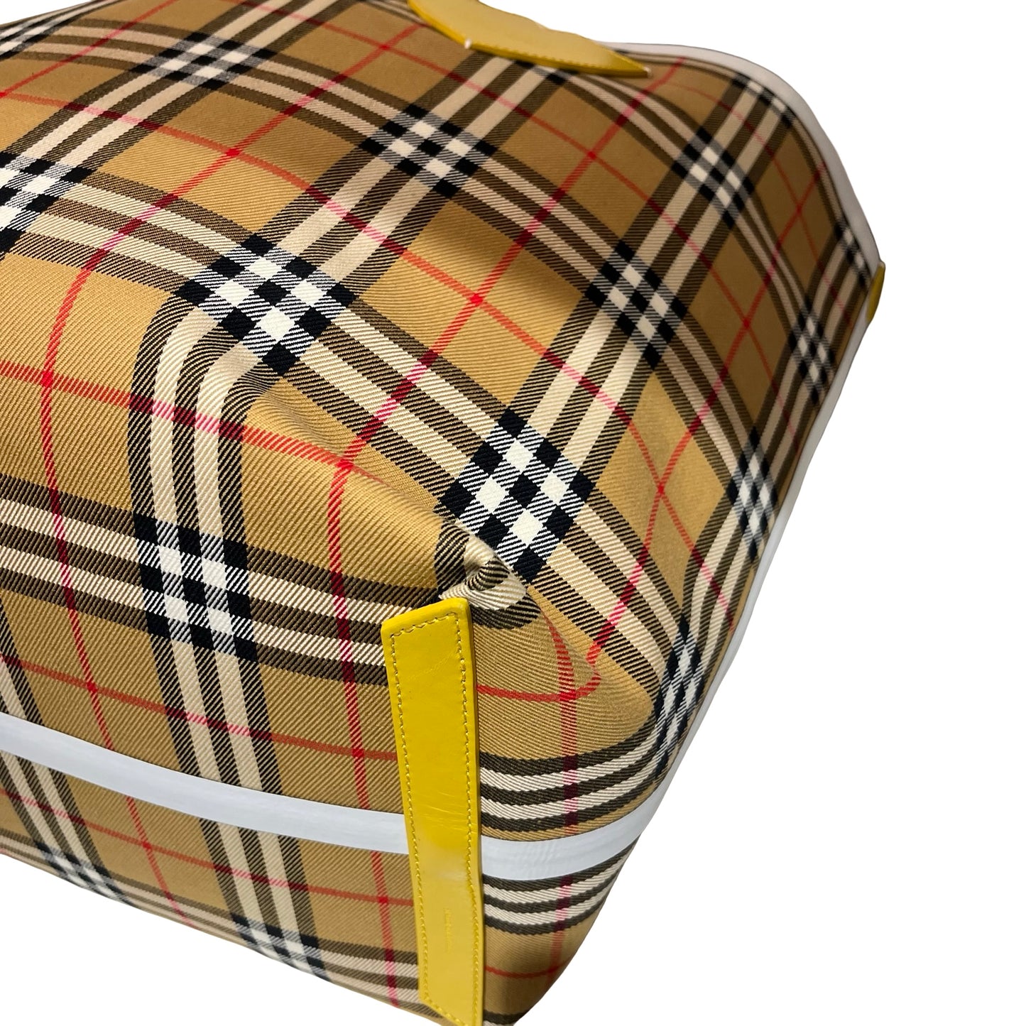 Used BURBERRY Canvas Large Tote Shopper Yellow White Shopper Bag