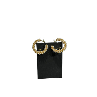 Used Chanel Pearl Earrings Earrings White GHW