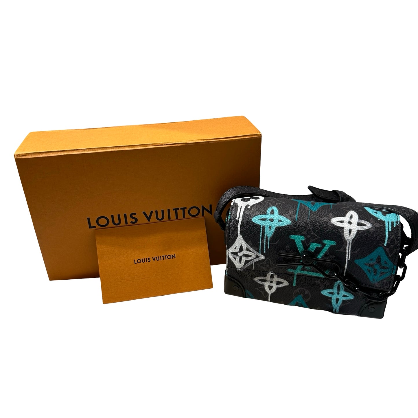 Used Louis Vuitton Monogram Eclipse coated canvas Steamer cross body Bag Black
