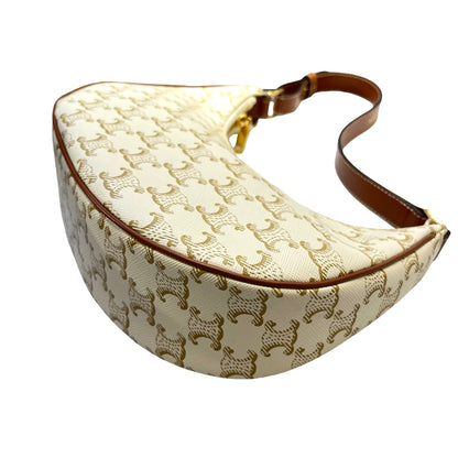 Used CÉLINE Ava Medium Shoulder Bag Brown White GHW