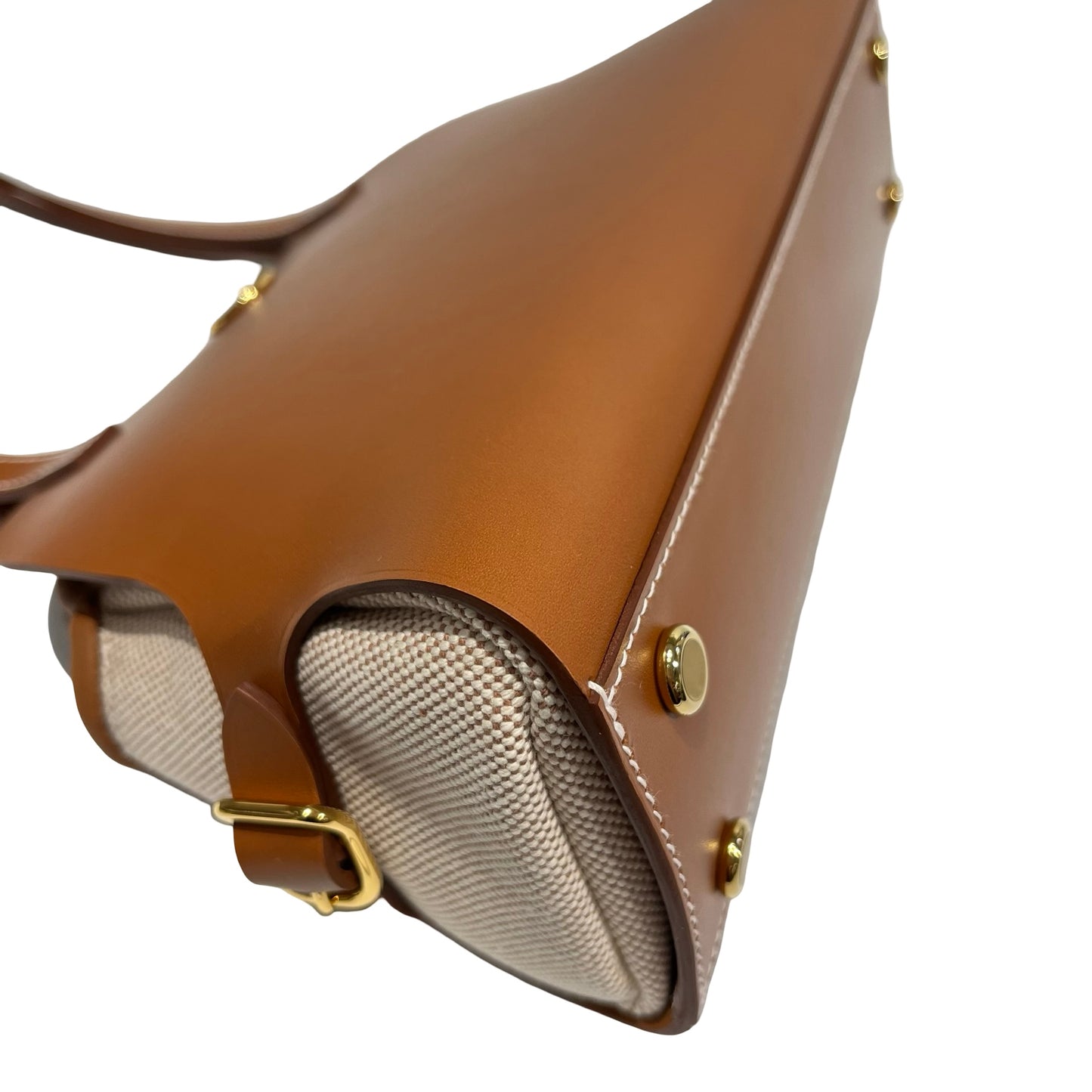 Unused Hermès Swift leather Canvas SAC TABLIER SELLIER Shoulder Bag Brown GHW