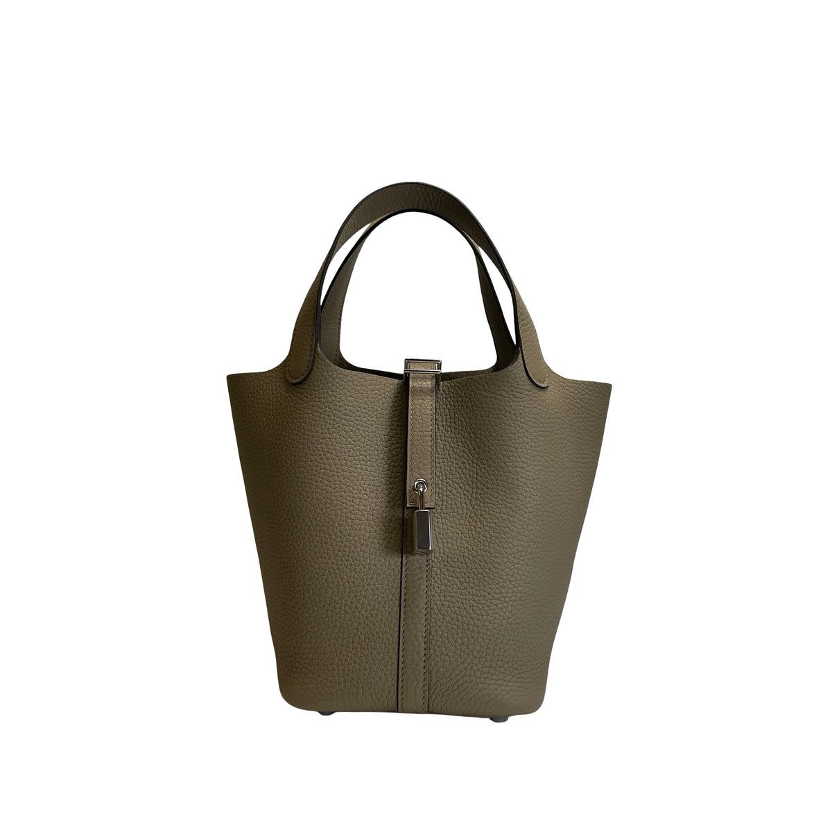 Used HERMES Clemence Picotin 18 Bucket Bag 8Q Beige PHW