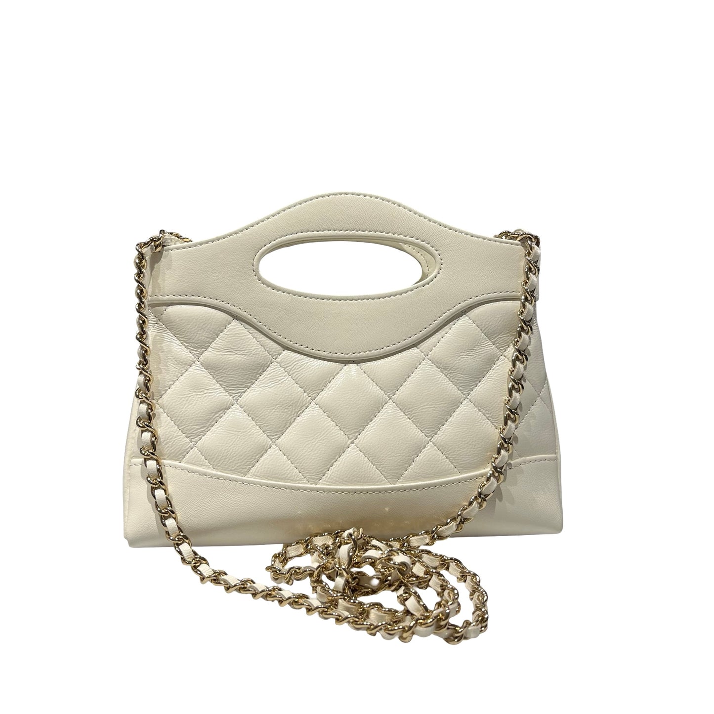 Used CHANEL 31 Nano Shoulder Bag White GHW