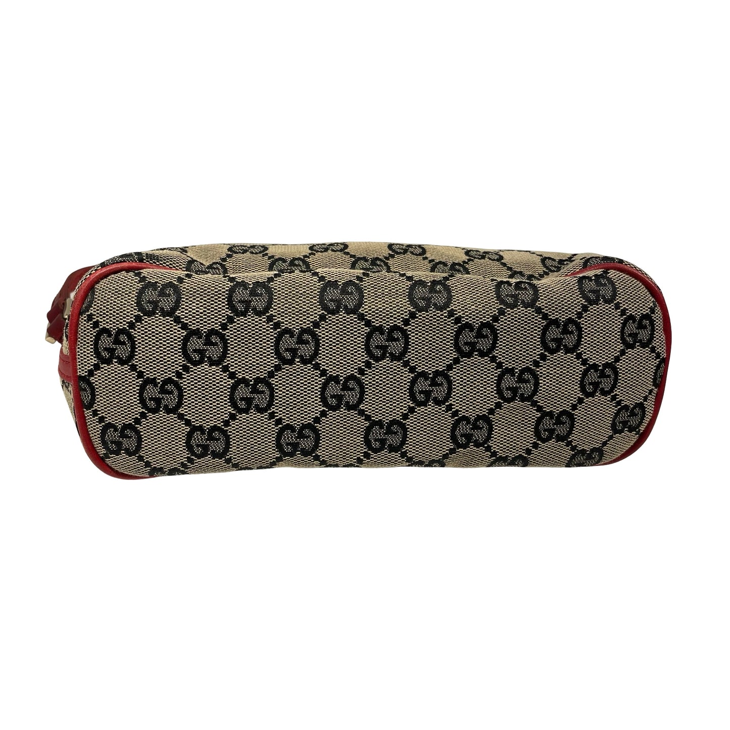 Used GUCCI GG Canvas Pochette Handbag Beige Red