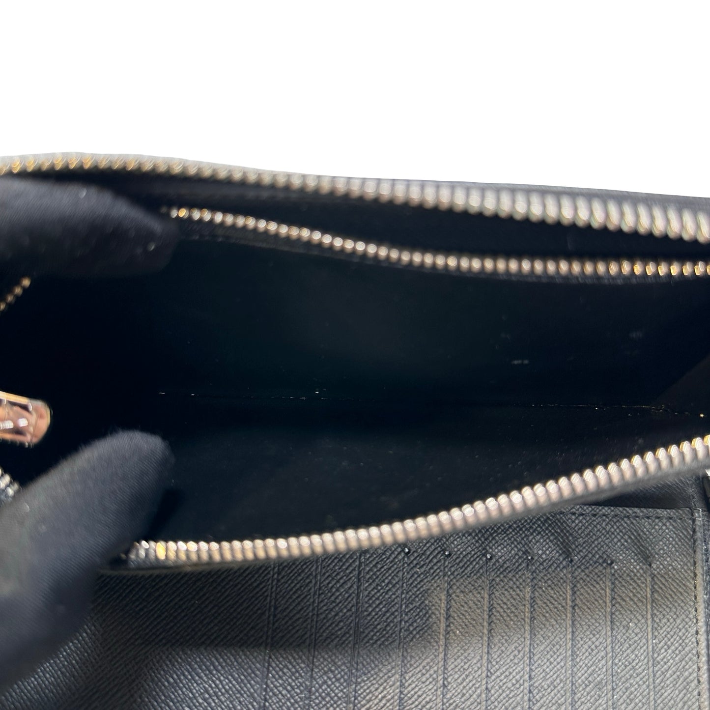 Used Louis Vuitton Taiga Long Wallet Black PHW