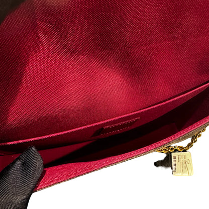 Used LOUIS VUITTON Monogram Pochette Felicie Cross Body Bag Brown Pink GHW