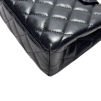 Used CHANEL Calfskin Leather Shiny Aged Calfskin Quilted Kelly Cross Body Bag Black GHW