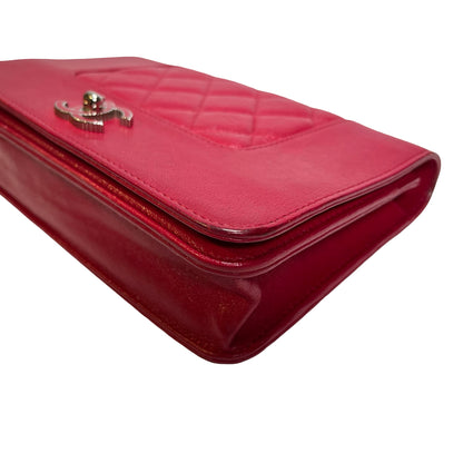 Used CHANEL Quilted Leather Wallet On Chain (WOC) Wallet on chain Red PHW