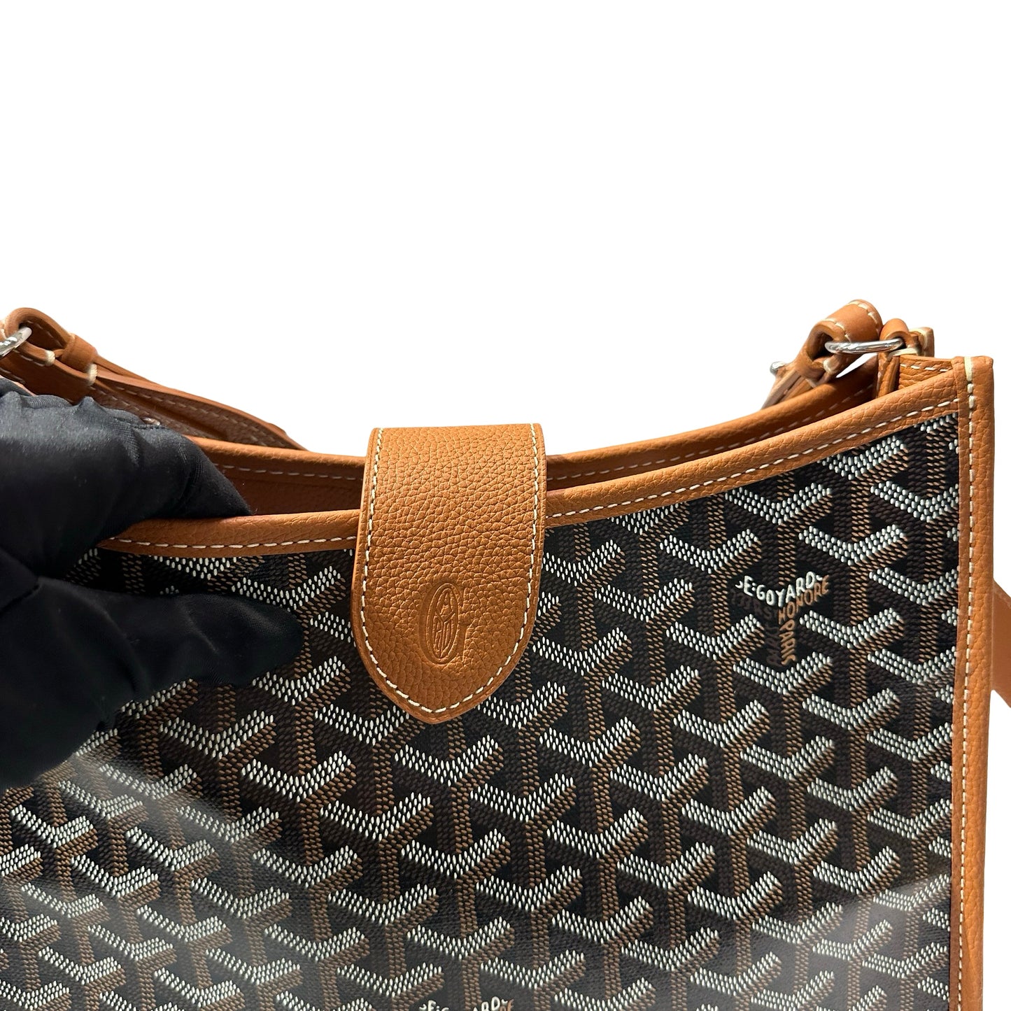 New Goyard Musette Shoulder Bag Black Brown PHW