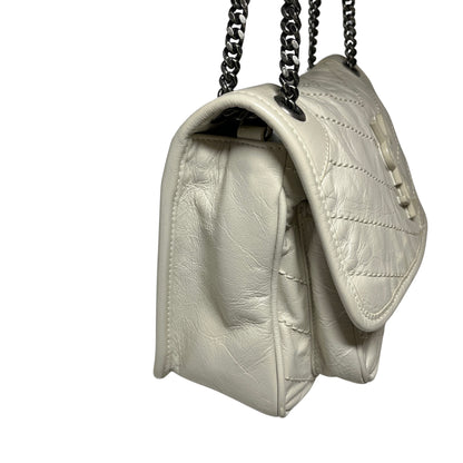 Used SAINT LAURENT Calfskin Leather Nikki Chain Shoulder Bag Beige PHW