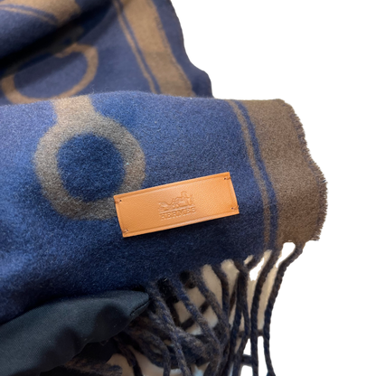 New HERMÈS Cashmere Scarf Scarf Navy Brown