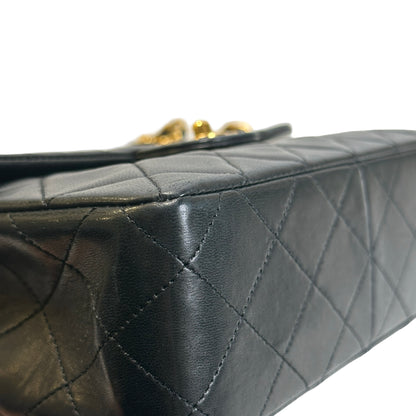 Used CHANEL Quilted Lambskin Mini Square Flap Chain Shoulder Bag Black Gold