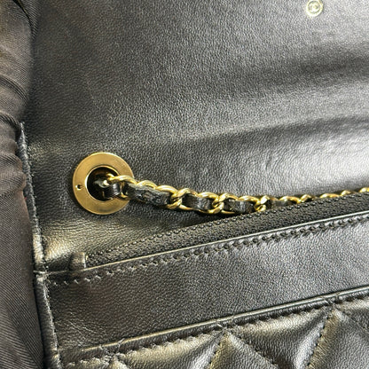 Used CHANEL Quilted Leather Wallet On Chain Wallet on chain Black