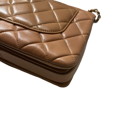 Used CHANEL Lambskin Leather Trendy CC Small Shoulder Bag Beige GHW