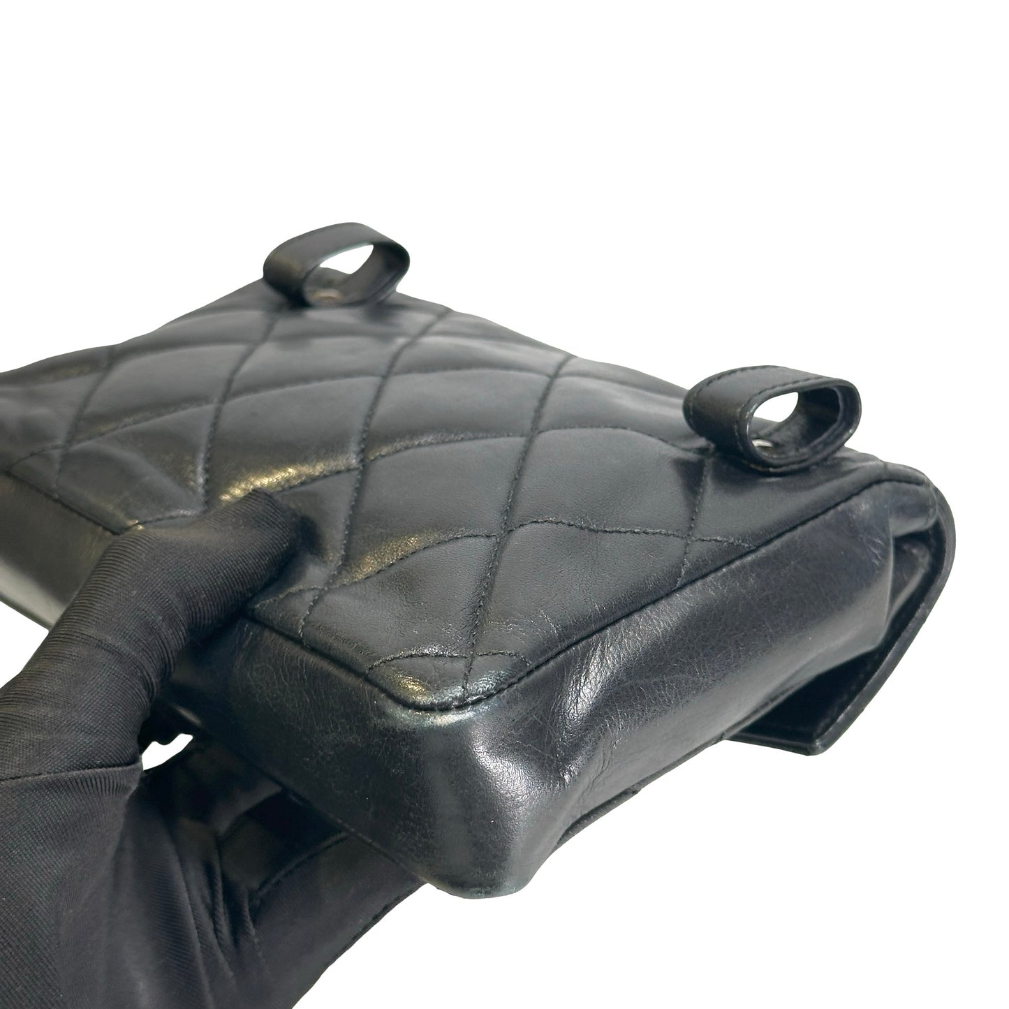 Used CHANEL Quilted Matelasse Belt bag Black